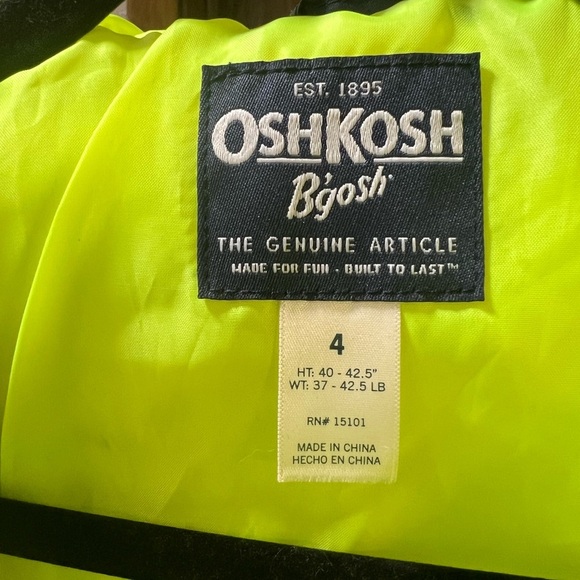 NWT OshKosh B'gosh Gray & Neon Green Youth Puffer Jacket - Picture 10 of 11